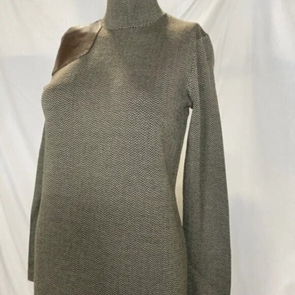 NEW RALPH LAUREN Womens Houndstooth Mini Sweater Dress Size S Green/Brown - Picture 9 of 12